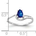 0.55 Ct Pear Blue Sapphire Prong 14K White Gold Bypass Ring by Fine Color Jewels