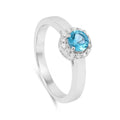 0.55 Ct Round Blue Natural Paraiba Apatite Prong Sterling Silver Halo Ring by Fine Color Jewels