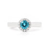 0.55 Ct Round Blue Natural Paraiba Apatite Prong Sterling Silver Halo Ring