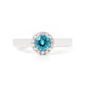 0.55 Ct Round Blue Natural Paraiba Apatite Prong Sterling Silver Halo Ring by Fine Color Jewels