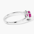 0.55 Ct Round Pink Mozambique Ruby & Lab Diamond Prong Silver Halo Ring by Fine Color Jewels