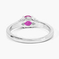 0.55 Ct Round Red Mozambique Ruby and Lab Diamond Prong Silver Cocktail Ring by Fine Color Jewels