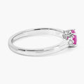 0.55 Ct Round Red Mozambique Ruby and Lab Diamond Prong Silver Cocktail Ring by Fine Color Jewels