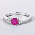 0.55 Ct Round Red Mozambique Ruby and Lab Diamond Prong Silver Cocktail Ring by Fine Color Jewels