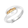 0.55 Ct Round Yellow Citrine and White Topaz Channel Silver Bypass Three Stone Engagement Ring by Fine Color Jewels