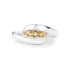 0.55 Ct Round Yellow Citrine and White Topaz Channel Silver Bypass Three Stone Engagement Ring