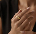 0.56 Ct Marquise and Pear Yellow Citrine and White Topaz Prong Silver Leaf Band Ring by Fine Color Jewels