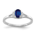 0.56 Ct Oval Blue Sapphire & Diamond Prong 14K White Gold Split Shank Ring by Fine Color Jewels