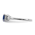 0.56 Ct Oval Blue Sapphire & Diamond Prong 14K White Gold Split Shank Ring by Fine Color Jewels