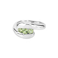 0.56 Ct Oval Green Peridot Channel Silver Three Stone Bypass Ring by Fine Color Jewels