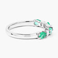 0.56 Ct Pear Green Zambian Emerald & Lab Diamond Prong Silver Seven Stone Half Eternity Ring by Fine Color Jewels