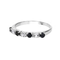 0.56 Ct Round Black Sapphire and White Topaz Prong Silver Half Eternity Ring by Fine Color Jewels
