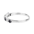 0.56 Ct Round Black Sapphire and White Topaz Prong Silver Half Eternity Ring by Fine Color Jewels