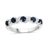0.56 Ct Round Black Sapphire and White Topaz Prong Silver Half Eternity Ring