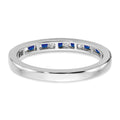 0.58 Ct Round Blue Sapphire & Diamond 14K White Gold Milgrain Band Ring by Fine Color Jewels