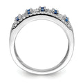 0.6 Ct Round Blue Sapphire & Diamond Prong 14K White Gold Two-Row Band Ring by Fine Color Jewels