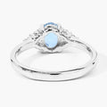 0.60 Ct Oval Blue Aquamarine and Lab Diamond Prong Silver Cocktail Ring by Fine Color Jewels