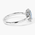0.60 Ct Oval Blue Aquamarine and Lab Diamond Prong Sterling Silver Halo Ring by Fine Color Jewels