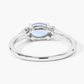 0.60 Ct Oval Blue Aquamarine and Lab Diamond Prong Sterling Silver Cocktail Ring by Fine Color Jewels