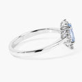 0.60 Ct Oval Blue Aquamarine and Lab Diamond Silver Halo Statement Ring by Fine Color Jewels
