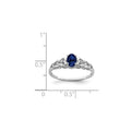 0.60 Ct Oval Blue Created Sapphire & Diamond Prong Rhodium-Plated Silver Heart Band Ring by Fine Color Jewels
