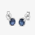 0.60 Ct Oval Blue Sapphire Prong 10K Gold Stud Earrings by Fine Color Jewels