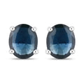 0.60 Ct Oval Blue Sapphire Prong 10K Gold Stud Earrings by Fine Color Jewels