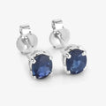 0.60 Ct Oval Blue Sapphire Prong 10K Gold Stud Earrings by Fine Color Jewels