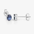 0.60 Ct Oval Blue Sapphire Prong 10K Gold Stud Earrings by Fine Color Jewels