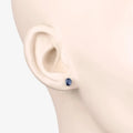 0.60 Ct Oval Blue Sapphire Prong 10K Gold Stud Earrings by Fine Color Jewels