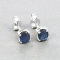 0.60 Ct Oval Blue Sapphire Prong 10K Gold Stud Earrings by Fine Color Jewels