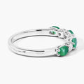 0.60 Ct Oval Green Zambian Emerald & Lab Diamond Prong Silver Half Eternity Seven Stone Ring by Fine Color Jewels