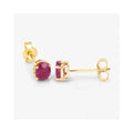 0.60 Ct Oval Pink Ruby Prong 10K Gold Stud Earrings by Fine Color Jewels