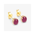 0.60 Ct Oval Pink Ruby Prong 10K Gold Stud Earrings by Fine Color Jewels