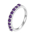 0.60 Ct Round Purple Amethyst Prong Silver Half Eternity Ring by Fine Color Jewels