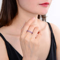 0.60 Ct Round Purple Amethyst Prong Silver Half Eternity Ring by Fine Color Jewels