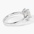 0.60 Ct Round White Ethiopian Opal and Lab Diamond Prong Silver Halo Ring by Fine Color Jewels