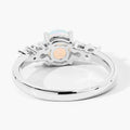 0.60 Ct Round White Ethiopian Opal and Lab Diamond Silver Prong Five Stone Ring by Fine Color Jewels