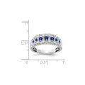 0.62 CT Round Blue Sapphire And Diamond Prong 14K White Gold Eternity Band Ring by Fine Color Jewels