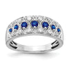 0.62 CT Round Blue Sapphire And Diamond Prong 14K White Gold Eternity Band Ring