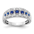 0.62 CT Round Blue Sapphire And Diamond Prong 14K White Gold Eternity Band Ring by Fine Color Jewels
