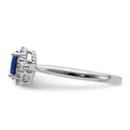0.63 Ct Oval Blue Sapphire & Diamond Prong 14K White Gold Halo Ring by Fine Color Jewels