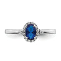 0.63 Ct Oval Blue Sapphire & Diamond Prong 14K White Gold Halo Ring by Fine Color Jewels