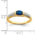 0.64 Ct Oval Blue Sapphire & Diamond Half-Bezel 14K Yellow Gold East-West Ring by Fine Color Jewels