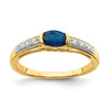 0.64 Ct Oval Blue Sapphire & Diamond Half-Bezel 14K Yellow Gold East-West Ring