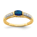 0.64 Ct Oval Blue Sapphire & Diamond Half-Bezel 14K Yellow Gold East-West Ring by Fine Color Jewels