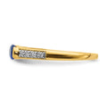 0.64 Ct Oval Blue Sapphire & Diamond Half-Bezel 14K Yellow Gold East-West Ring by Fine Color Jewels