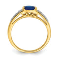 0.64 Ct Oval Blue Sapphire & Diamond Half-Bezel 14K Yellow Gold East-West Ring by Fine Color Jewels