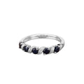 0.64 Ct Round Blue Sapphire and White Topaz Prong Silver Five Stone Ring by Fine Color Jewels
