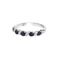 0.64 Ct Round Blue Sapphire and White Topaz Prong Silver Five Stone Ring by Fine Color Jewels